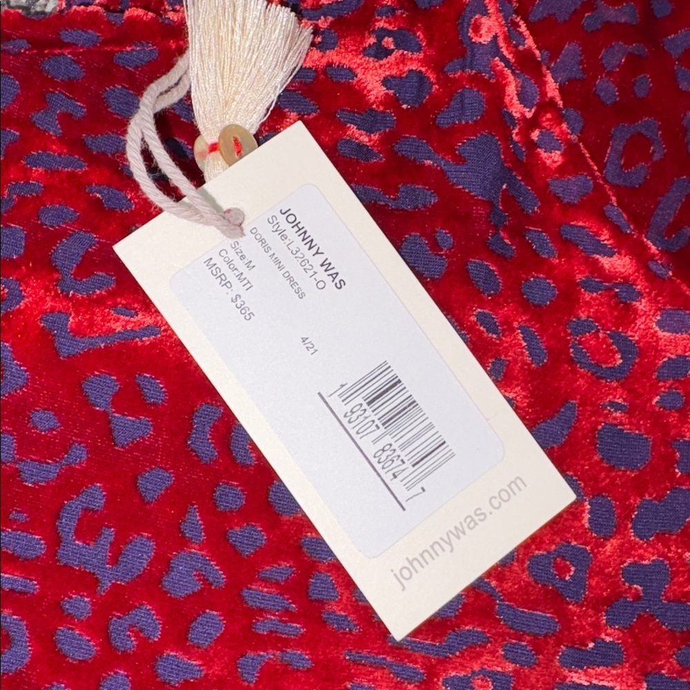 Johnny Was Jade Collection Doris Silk Blend Mini Dress Flare Boho Red Blue - Picture 7 of 11